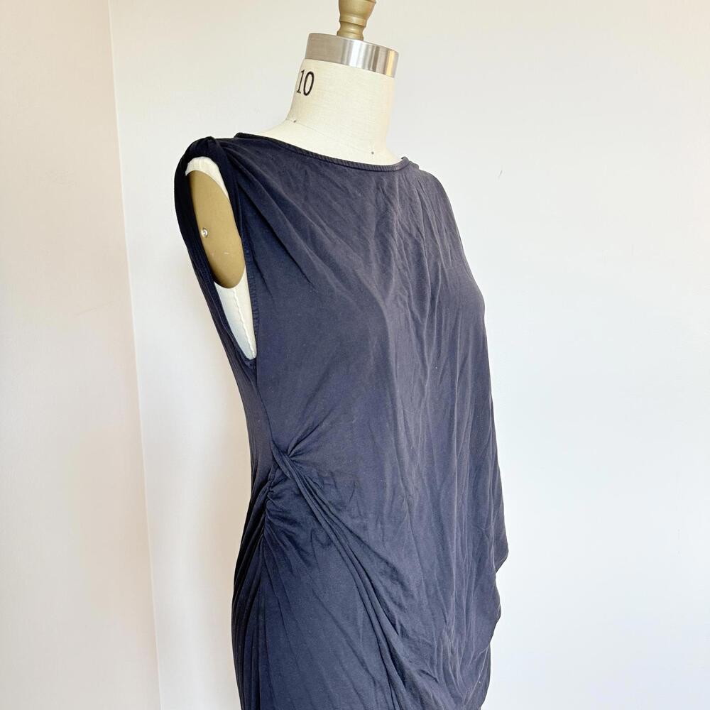 AllSaints Black Sleeveless Midi Dress with Side Gather